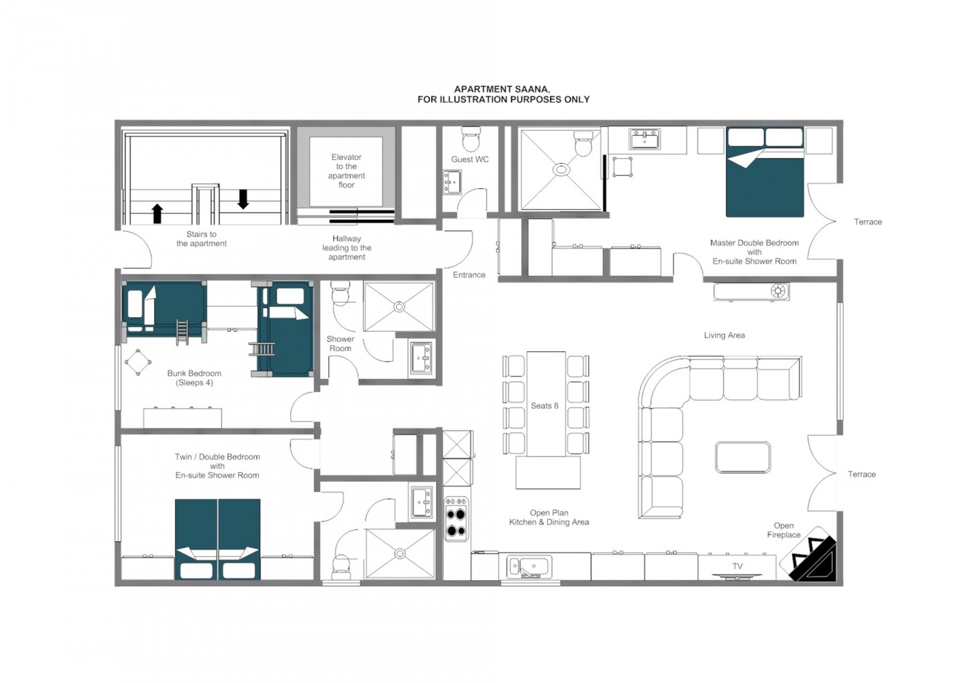 Apartment Saana Verbier Floor Plan 1